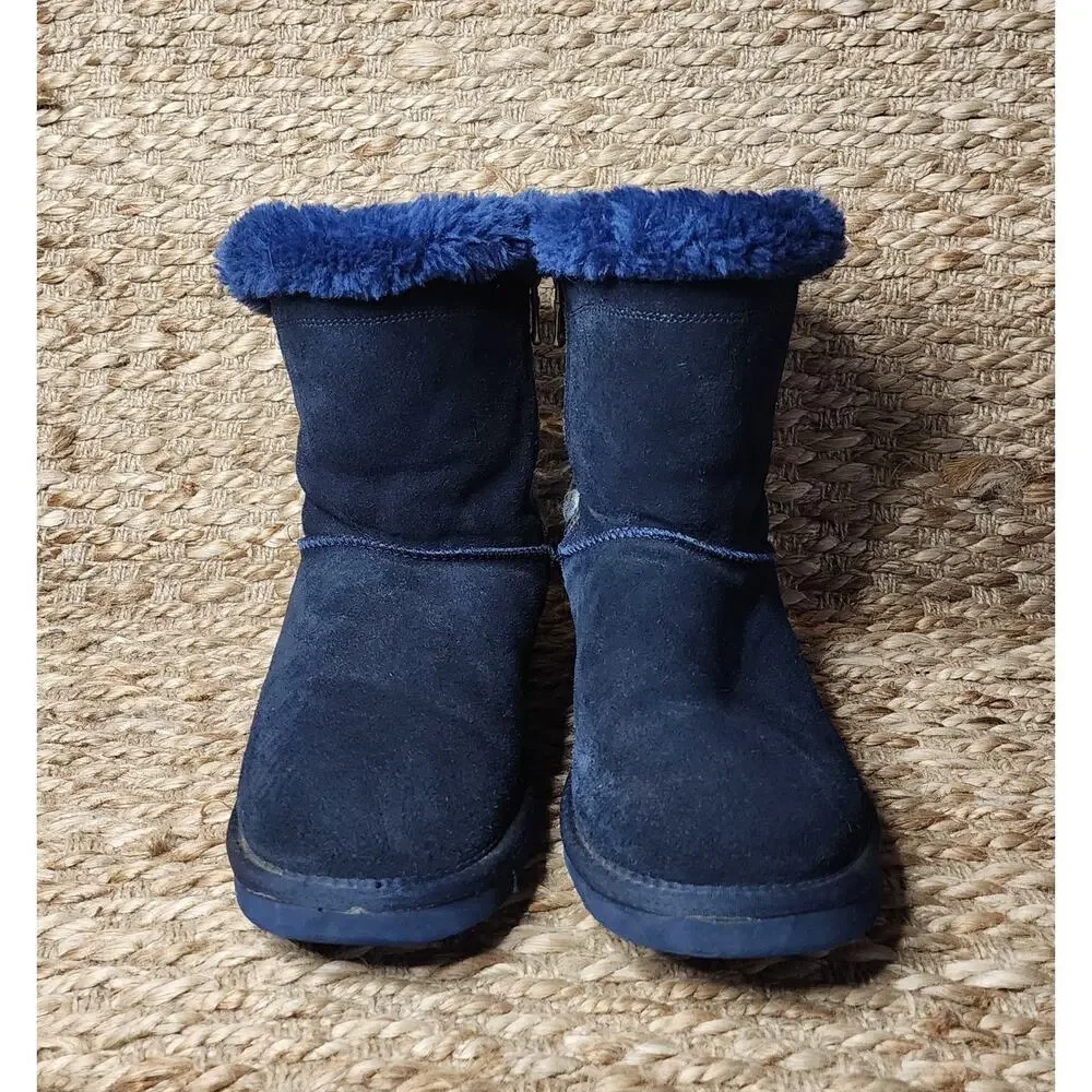 Lamo Water Stain-Resistant Blue Suede Boots Willow Faux Fur Lining Womens 9